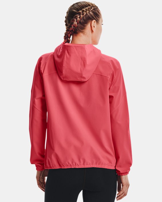 Women's UA Woven Branded Full Zip Hoodie, Pink, pdpMainDesktop image number 2